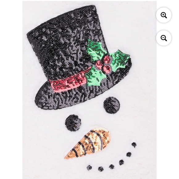 Miss Chievous Girls Snowman Sequin Plush Faux Sherpa Pullover Hoodie Small - Picture 2 of 4